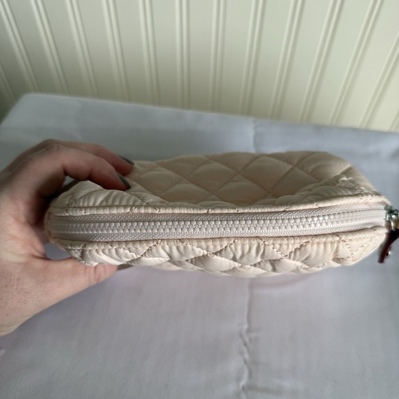 MZ Wallace Quilted Mica Cosmetic Makeup Toiletry Pouch Bag Case Light Pink New - Picture 5 of 10